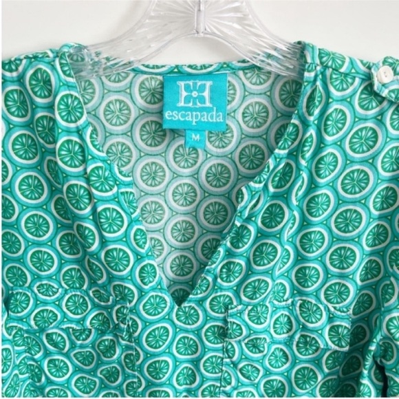 Escapada shirt green limes popover pockets rolled sleeves - Picture 6 of 9